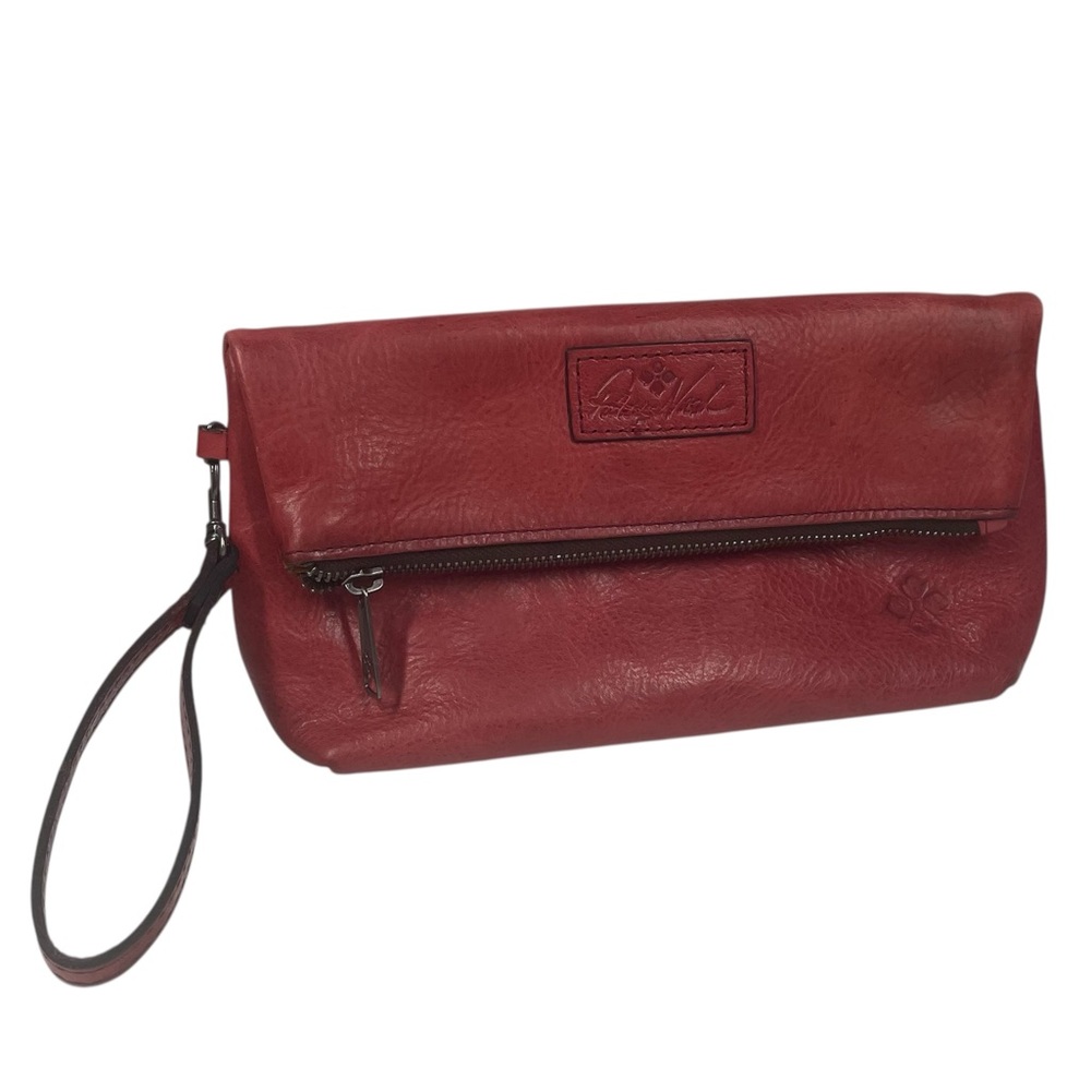 Patricia Nash Valerie Wristlet Clutch Distressed Red Leather Handbag Purse Bag
